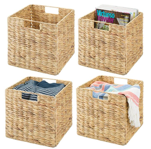 Vente en gros Paniers pliables en jacinthe d'eau naturelle PC Boîtes de rangement pliables Kallax Bacs pour usage domestique - Product Image 1