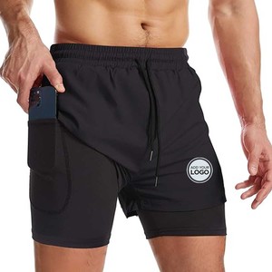 Short de gymnastique pour homme Entrejambe 7 pouces avec doublure extensible Short de compression 2 en 1 pour homme - Product Image 6