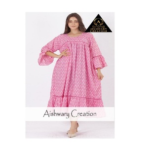 Women's Cotton Midi Dress Embroidered Floral Printed <b>Kaftan</b> Style Loose Fit Casual <b>Summer</b> <b>Kaftan</b> Comfortable Stylish - Product Image 1