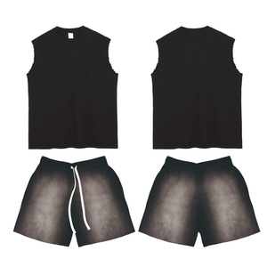 Camisetas estampadas informales a la moda personalizadas para hombre, conjunto corto de chándal de verano, Conjunto de camiseta sin mangas y pantalones cortos estampados para hombre - Product Image 1