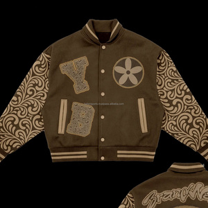 Chaqueta universitaria transpirable OEM para hombre con bordado de chenilla y mangas de cuero Chaqueta universitaria americana de moda personalizada para hombre - Product Image 3