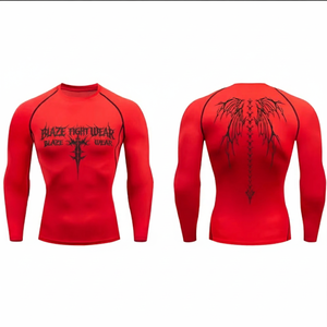 Personaliza Tu Propio Logotipo, Camiseta de Compresión Sublimada de Manga Larga para MMA, BJJ, Rashguard para Hombre - Product Image 1