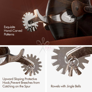 Espuelas de Vaquero Occidentales, 1 Par, Estilo Antiguo, Talladas a Mano, Decorativas, para Botas, para Adultos, Equitación, Hombres y Mujeres - Product Image 4