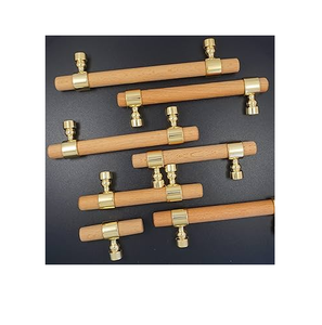 Tiradores de puerta de armario de madera de latón, pomos de muebles, fabricantes de armarios de cocina, tiradores de latón y madera - Product Image 6