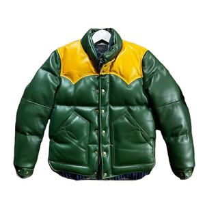 Chaqueta de Cuero de Diseño Premium con Logotipo Personalizado OEM, Chaqueta de Invierno Verde para Hombre, Hecha a Mano con Piel de Oveja Genuina, Elegante y Cálida - Product Image 1