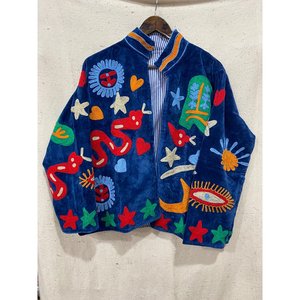 Boho Floral Embroidered <b>Velvet</b> Suzani <b>Jacket</b> for <b>Women</b> - Product Image 1