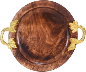 Plateau de service en bois d'acacia fait à la main avec poignée en métal plateau de taille personnalisée usage domestique meilleure qualité au meilleur prix - Product Image 1