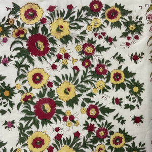 ผ้าฝ้ายพิมพ์ลายดอกไม้สีขาวงาช้าง ลายดอกไม้สไตล์อินโด-อังกฤษ - Product Image 1