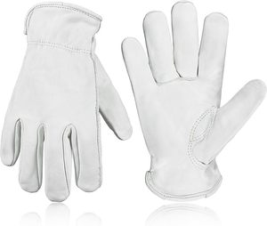 Gants de travail en cuir pour hommes et femmes, gant de jardinage réglable en cuir de vachette avec paume renforcée pour le conducteur - Product Image 1
