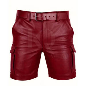 Custom <b>Men</b> Solid Casual Eco-Friendly <b>Leather</b> <b>Shorts</b> Stylish Slim Fit OEM Service Street Fashion Bottom for Daily Wear - Product Image 1