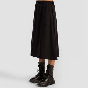 Comfortable and Breathable Black Drift Skirt Floral Embroidery <b>Lace</b> Print XS Size <b>Elastic</b> Waistline Wrap Style Cotton Fabric - Product Image 1