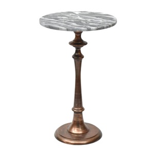 Table ronde avec dessus en marbre et fond en aluminium couleur or métal fini Table basse ronde ou table d'appoint pour meubles de maison - Product Image 3