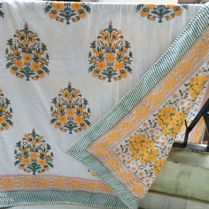 Hữu Cơ Handmade Nữ Hoàng Hoa Thêu Có Thể Đảo Ngược Tất Cả Các Mùa Bông Chăn Chăn Trải Giường Dohar 100% Cotton - Product Image 2