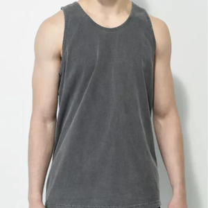 Camiseta sin mangas transpirable 200 GSM de tela de algodón cómoda de punto personalizada para hombres Bangladesh - Product Image 1