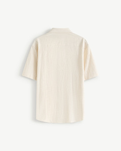 Chemise à manches courtes pour homme en coton 100% premium respirant, motif uni, col rabattu, bouton unique, coupe régulière, style décontracté - Product Image 2