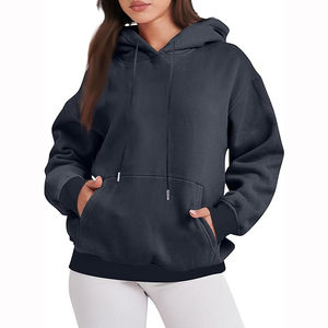 Sudaderas con Capucha de Manga Murciélago, Tejido de Punto Sólido Estampado, 100% Algodón, Casuales, para Mujer, Cálidas, de Invierno, Moda Urbana - Product Image 3