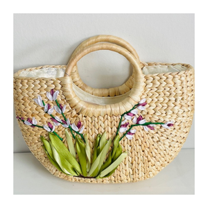 Sac panier en jacinthe d'eau fabriqué à la main // Conceptions personnalisées Belle élégante à bas prix - Product Image 1