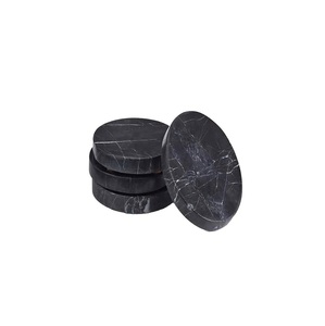 Posavasos redondo de mármol Natural negro Soporte de artículos de mesa Personalizar posavasos de mármol para la venta - Product Image 4