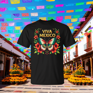 Camiseta Viva México con Estampado de Mariposa, Manga Corta, Cuello Redondo, Unisex, Diseño Promocional con Impresión Digital - Product Image 3