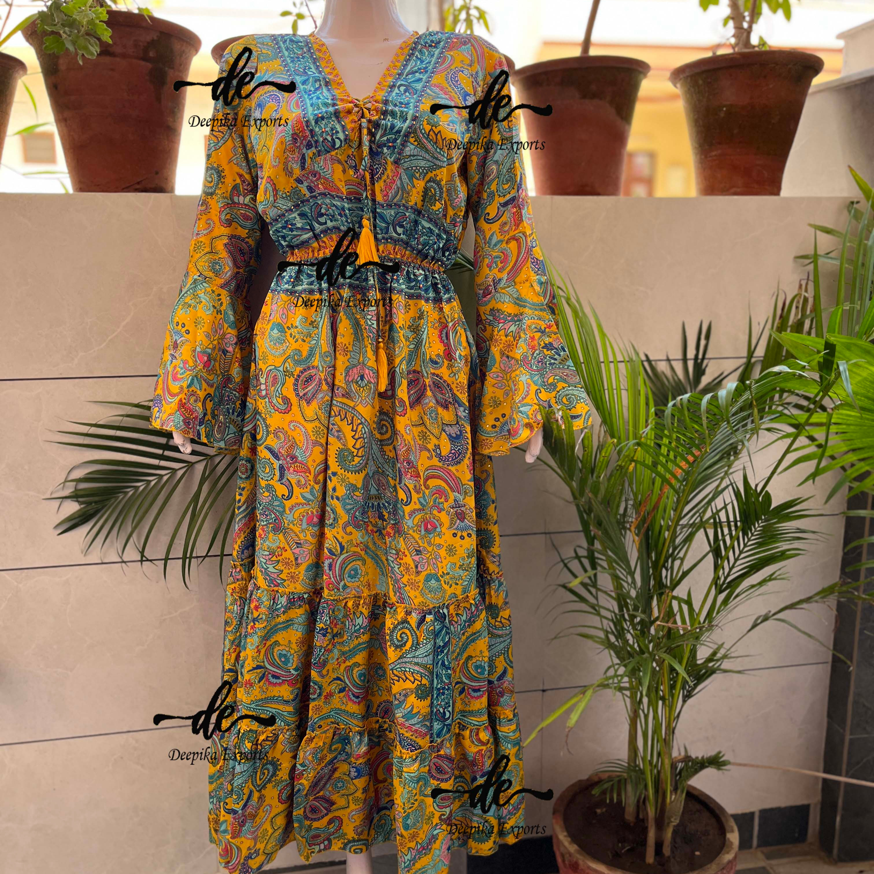 Gypsy Style Dress - Gypsy Party Dress Vintage Boho Maxi