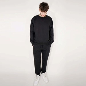 Conjunto de sudadera y joggers de cuello redondo de mezcla pesada para hombre: chándal suave y duradero perfecto para ropa informal diaria - Product Image 2