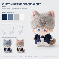 Peluche personnalisée en forme d'oreilles de chat gris de 10 cm, jouet en peluche doux et mignon, OEM ODM, vente en gros, cadeau