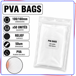 Sacs PVA 100x160mm 100x220mm 50 unités, à dissolution rapide, pour appâts de pêche, matériel de pêche à la carpe, pour la pêche au feeder - Product Image 2