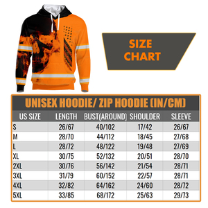 Sweat à capuche haute visibilité orange crâne réfléchissant et drapeau américain vêtements de travail de sécurité pull haute visibilité à capuche homme sweat à capuche haute visibilité - Product Image 4