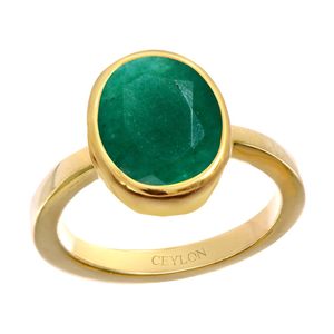 Certified Natural <b>Emerald</b> Panna Gemstone <b>Rings</b> for Engagement Bezel Setting Inlay Technology - Product Image 1