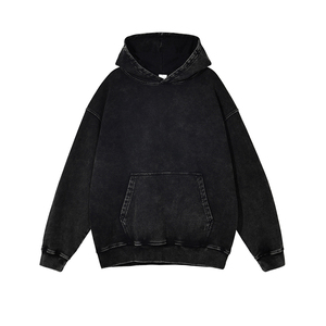 Vente en gros de sweatshirts à capuche en coton délavés à l'acide avec logo vierge noir rose rouge imprimés pour hommes - Product Image 5