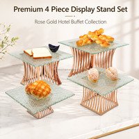 Présentoir de Buffet de Luxe XINGPAI pour Mariages et Banquets, en Acier Inoxydable, avec Plateau en Verre Thermofusible pour Présentation de Desserts et Traiteur