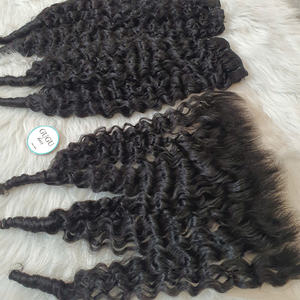 GUGU HAIR 100% Extensions de cheveux humains vierges vietnamiens Machine à double trame Loose Deep Wave Bundles in Nature Color Jerry Loose - Product Image 1