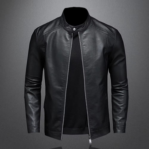 Autumn Leather <b>Jacket</b> <b>Men</b> Stand Collar Slim Pu Leather <b>Jacket</b> Fashion Motorcycle Causal Coat <b>Mens</b> Moto <b>Biker</b> Leather Coat - Product Image 1
