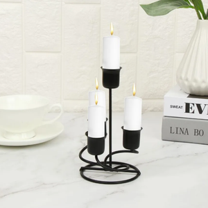 Bougeoir poli noir à la mode exclusif maison salon métal table bougeoir fête événement décor cadeau de noël - Product Image 6