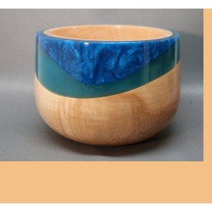 Bois d'acacia familial de haute qualité avec bol à salade en résine bol de service en bois bol de forme ronde - Product Image 2