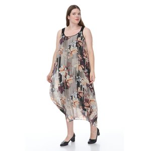 Maxi abito da donna con motivo floreale geometrico Chiffon taglie forti-per il lavoro estivo occasioni speciali - Product Image 2