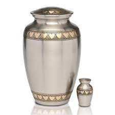 Urna Funeraria RABEH de Estilo Europeo para Cenizas de Adultos y Mascotas, Construcción Metálica, Duradera, Colores Blanco/Plateado, Opción de Entierro - Product Image 6