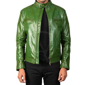 Chaqueta de Cuero Vacuno para Hombre, Talla Grande, Color Sólido, Cuello Alto, Estilo Urbano, Resistente al Viento, Ecológica, para Uso en Exteriores - Product Image 3
