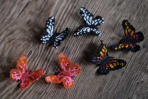 Pendientes de mariposa con cuentas Pendientes colgantes bohemios de arte nativo Inga - Product Image 2