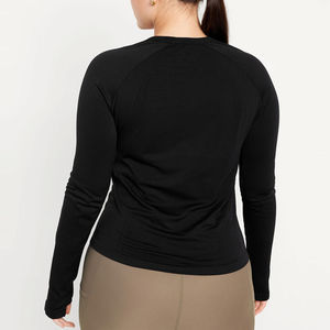 Venta al por mayor de alta calidad transpirable entrenamiento deportes mujeres Camisetas cuello redondo secado rápido ropa activa de manga larga Camisetas de las mujeres - Product Image 2