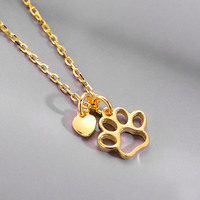 Bijoux pendentif coeur amour chat chien mini collier en argent sterling 925 patte