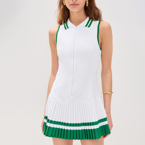 Offre Spéciale robe de tennis pour femmes séchage rapide coupe décontractée fermeture éclair sans manches jupes respirantes et plissées vêtements de tennis contrastés - Product Image 1