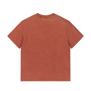 Chemises décontractées pour hommes d'été, lavage intensif, manches courtes, col en V surdimensionné, t-shirt uni 100% coton - Product Image 3