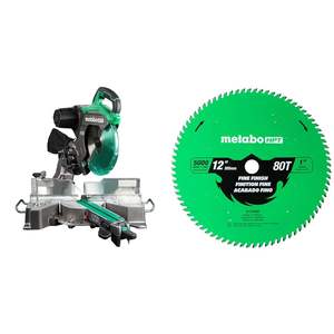 Sierra Ingletadora Eléctrica Deslizante de 12 Pulgadas con Hoja de 80 Dientes para Acabado Fino en Madera y Metal, Certificada para Uso Industrial y Bricolaje, Certificación GS - Product Image 1