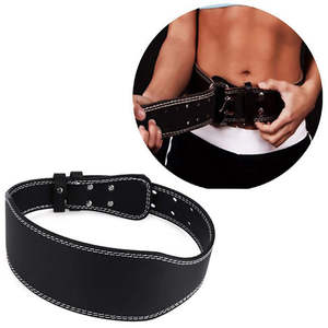 Vente en gros Ceintures de fitness en cuir de vache personnalisées Ceinture d'haltérophilie à double broche pour hommes et femmes avec boucle en acier - Product Image 4
