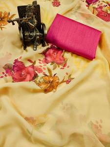Georgette bandhani Saree ที่มีการออกแบบที่ซับซ้อนสไตล์แฟชั่นชุดแบบดั้งเดิมสำหรับผู้หญิงสำหรับงานแต่งงานเทศกาลหรืองานปาร์ตี้ - Product Image 4
