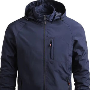 Veste coupe-vent en toile respirante pour homme, imperméable, à capuche, zippée, col montant, plusieurs poches, pour la randonnée et la ville - Product Image 1