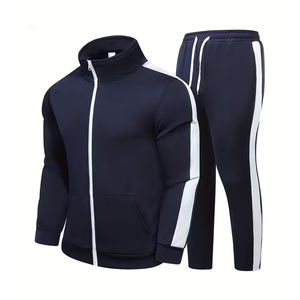 Survêtement de football pour hommes adultes, couleur bleu marine, coupe ajustée confortable, vêtements de sport d'entraînement en plein air, survêtements de football - Product Image 1