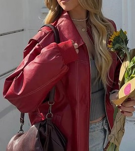 Vestes pour femmes élégantes haut de gamme Personnaliser la conception pénale Vestes en cuir véritable Veste à glissière en cuir véritable de qualité supérieure - Product Image 5