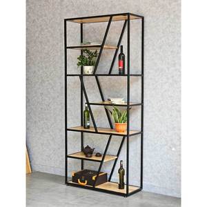 Rubber Wood & Iron Frame Decorative Standing Shelf 90x34x200cm for Living Room KTB68044 - Product Image 3